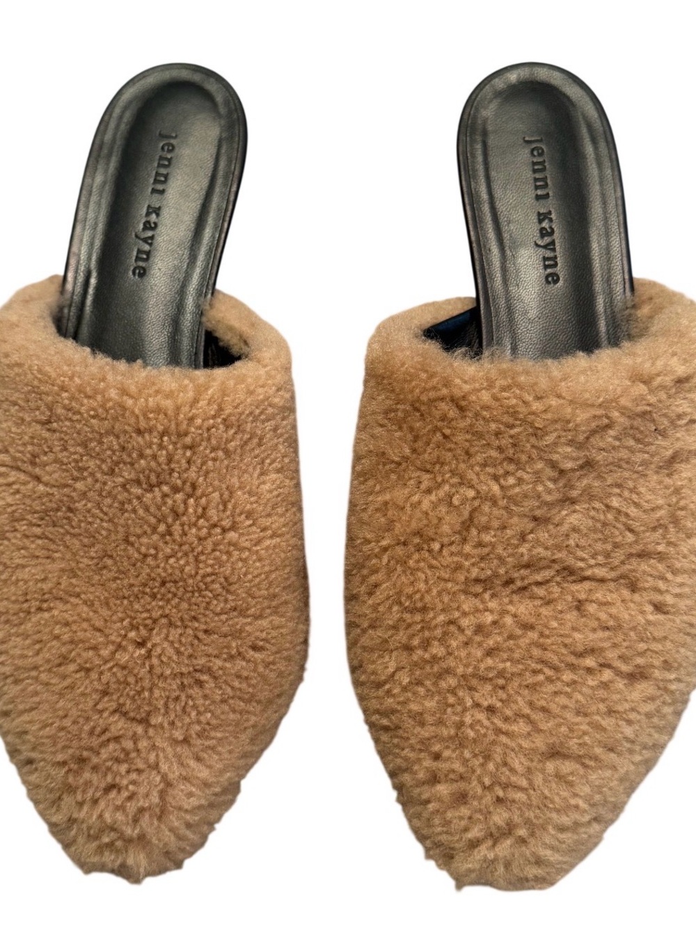 Jenni Kayne Tan Shearling Pointed-Toe Slip Mules